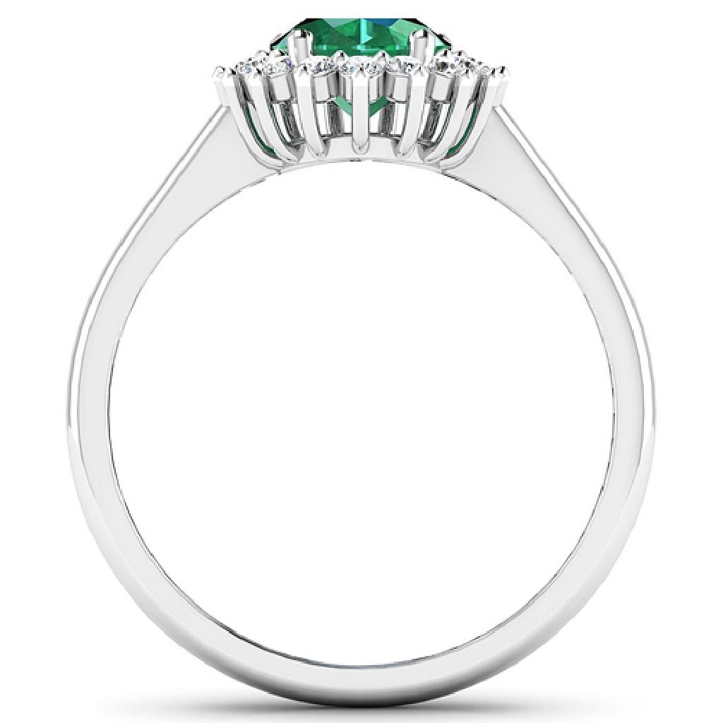 APP: 8.1k Gorgeous 14K White Gold 1.41CT Oval Cut Zambian Emerald and White Diamond Ring - Great Inv