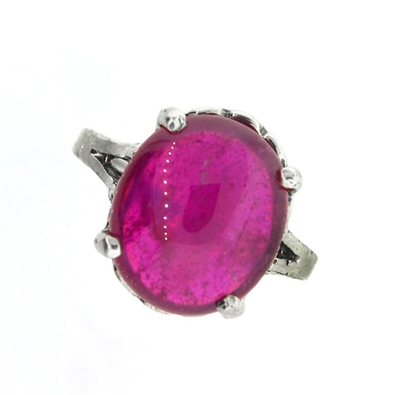 APP: 4.2k 7.39CT Oval Cabochon Ruby and Platinum Over Sterling Silver Ring