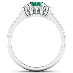 APP: 8.1k Gorgeous 14K White Gold 1.41CT Oval Cut Zambian Emerald and White Diamond Ring - Great Inv