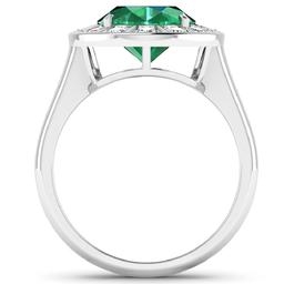 APP: 18.8k Gorgeous 14K White Gold 2.81CT Oval Cut Zambian Emerald and White Diamond Ring - Great In