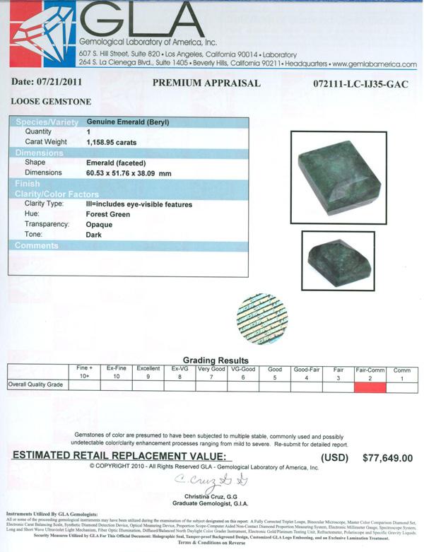 1,158.95CT Emerald Gemstone