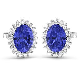 APP: 5k Gorgeous 14K White Gold 2.12CT Oval Cut Tanzanite and White Diamond Earrings - Great Investm
