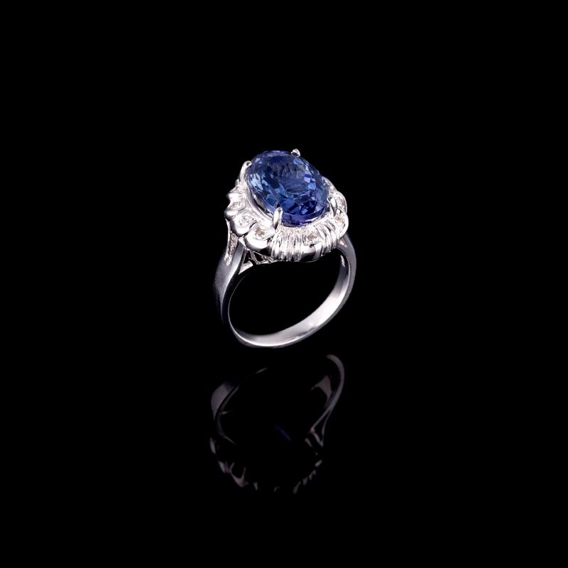 APP: 11.9k Fine Jewelry 14KT. White Gold, 6.55CT Tanzanite And Diamond Ring