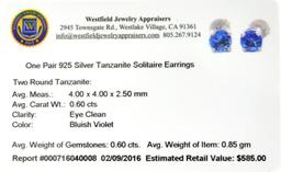 APP: 0.6k Fine Jewelry 0.60CT Tanzanite And Sterling Silver Earrings