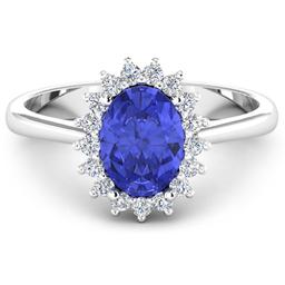 APP: 5.7k Gorgeous 14K White Gold 1.31CT Oval Cut Tanzanite and White Diamond Ring - Great Investmen