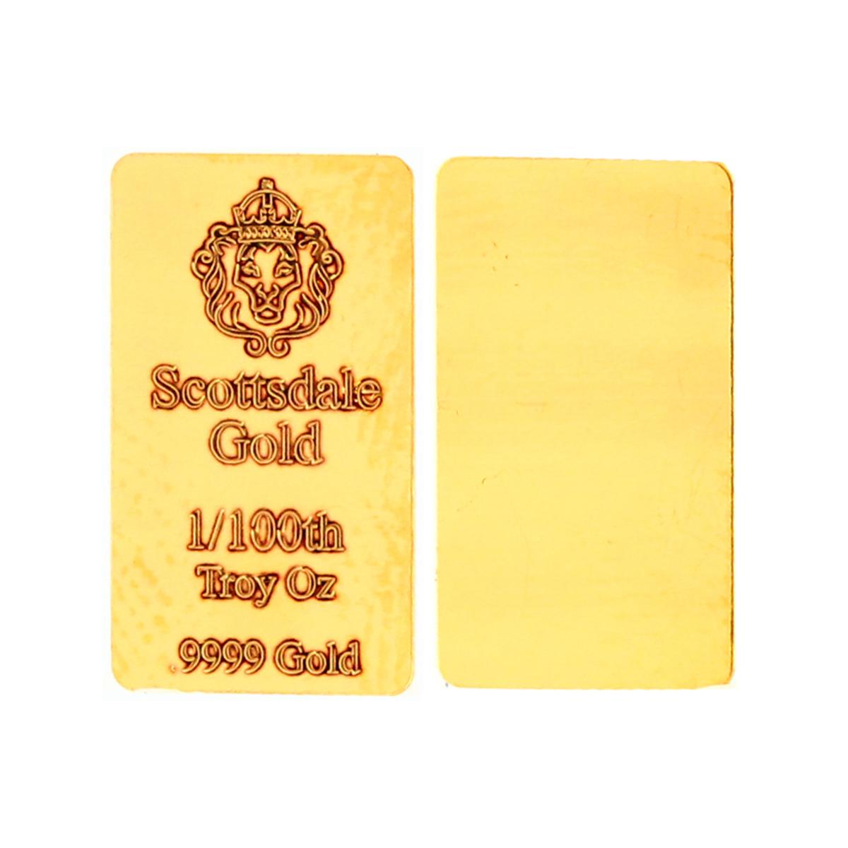 1/100 oz .999 Scottsdale Gold Bar Great Investment