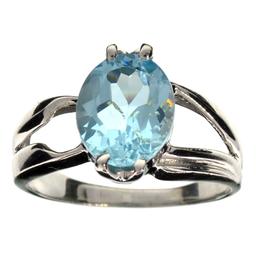 APP: 0.6k Fine Jewelry Designer Sebastian 5.20CT Oval Cut Blue Topaz and Sterling Silver Ring