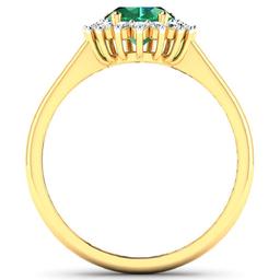 APP: 8k Gorgeous 14K Yellow Gold 1.41CT Oval Cut Zambian Emerald and White Diamond Ring - Great Inve