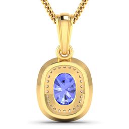 APP: 5.5k Gorgeous 14K Yellow Gold 1.06CT Oval Cut Tanzanite and White Diamond Pendant - Great Inves