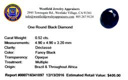 APP: 0.4k 0.52CT Round Cut Black Diamond Gemstone