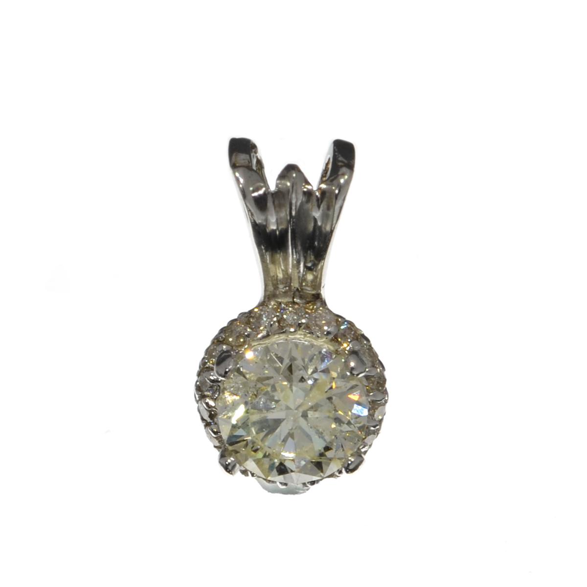 APP: 2.6k 14KT. White Gold, 1.10CT Round Cut Diamond Pendant