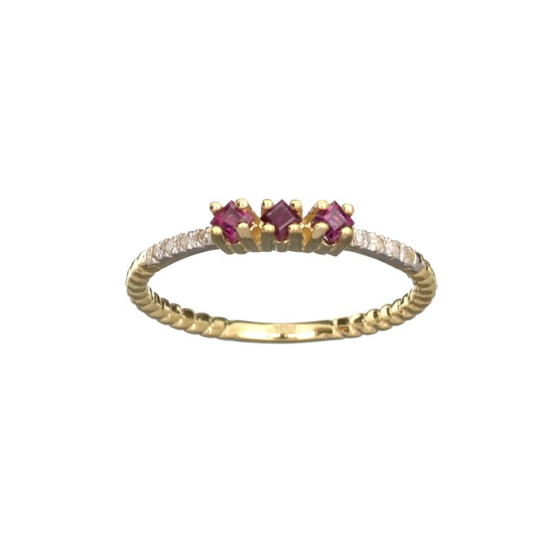 APP: 0.5k Fine Jewelry 14KT. Gold, 0.19CT Red Ruby And Diamond Ring