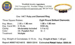 APP: 0.5k Fine Jewelry 14KT. Gold, 0.19CT Red Ruby And Diamond Ring