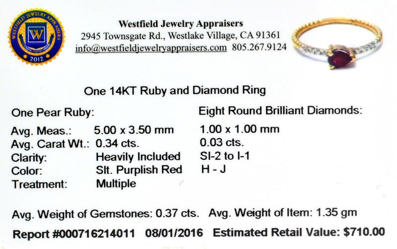 APP: 0.7k Fine Jewelry 14KT. Gold, 0.37CT Ruby And Diamond Ring