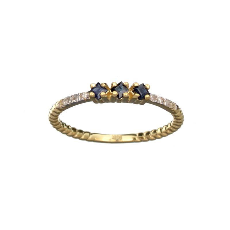 APP: 0.6k Fine Jewelry 14KT. Gold, 0.23CT Blue Sapphire And Diamond Ring