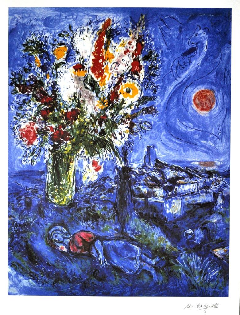 MARC CHAGALL (After) La Dormeuse Aux Fleurs Print, I224 of 500