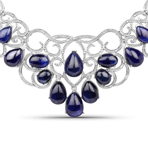 APP: 9k 222.88CT Pear Cut Sapphire Silver Necklace - Great Investment - Intricate Quality! -PNR-