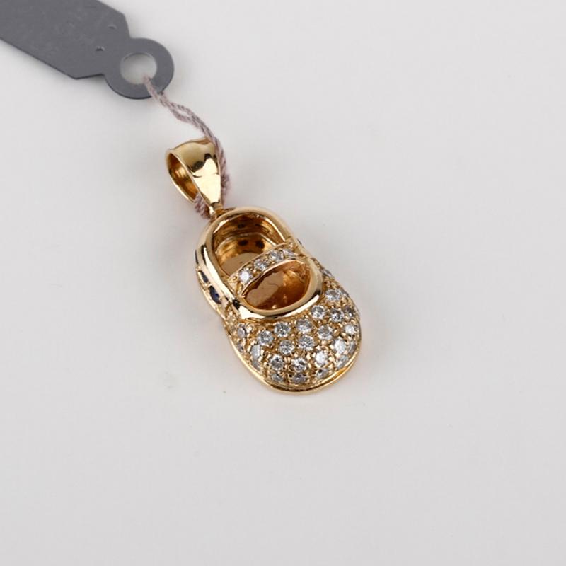 *Fine Jewelry 14KT. Gold, 0.40CT Diamond And 0.15CT Sapphire Pendant (FJ F314)