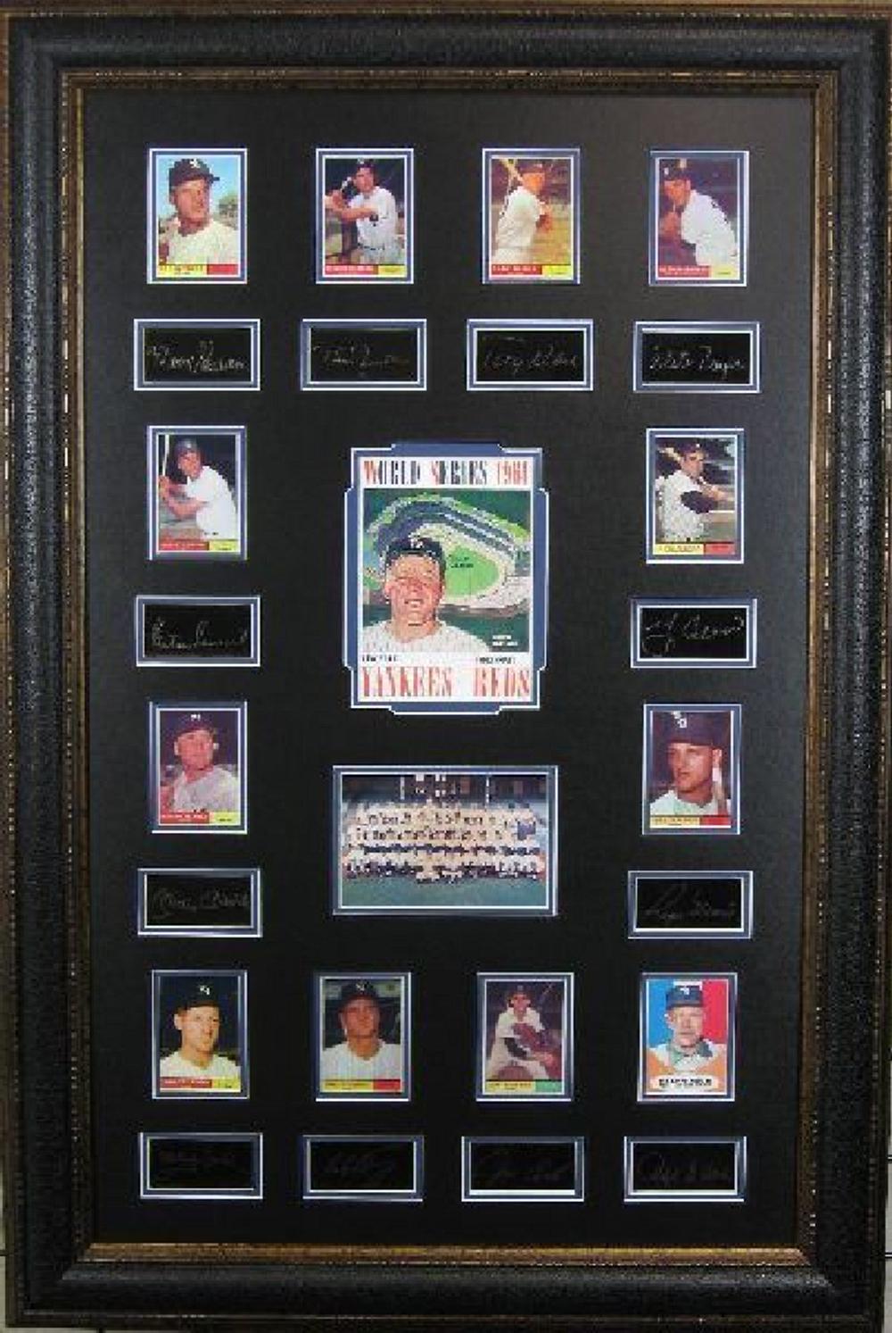 *Rare 1961 Yankees Vs. Reds World Series Museum Framed Collage - Plate Signed