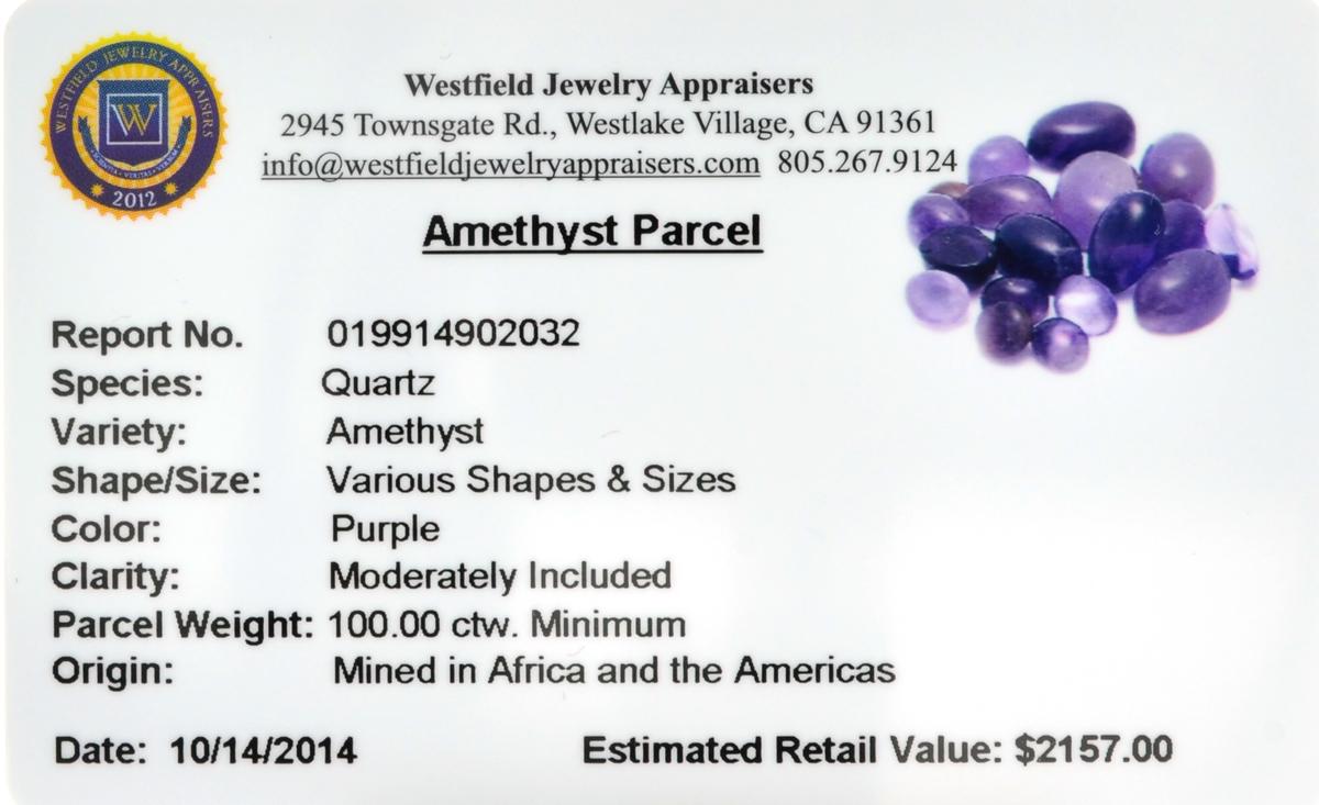 APP: 2.2k 100.00CT Various Shapes & Sizes Amethyst Parcel