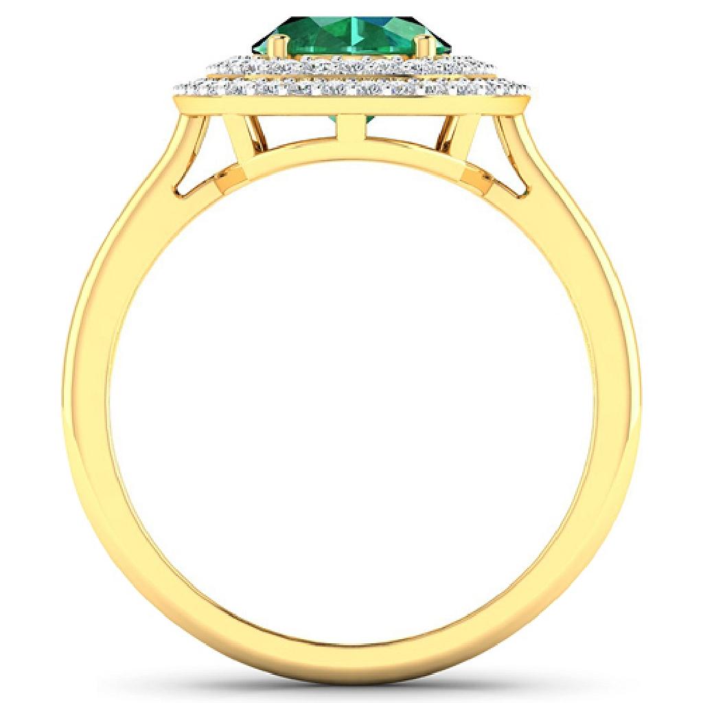 APP: 8.6k Gorgeous 14K Yellow Gold 1.41CT Oval Cut Zambian Emerald and White Diamond Ring - Great In