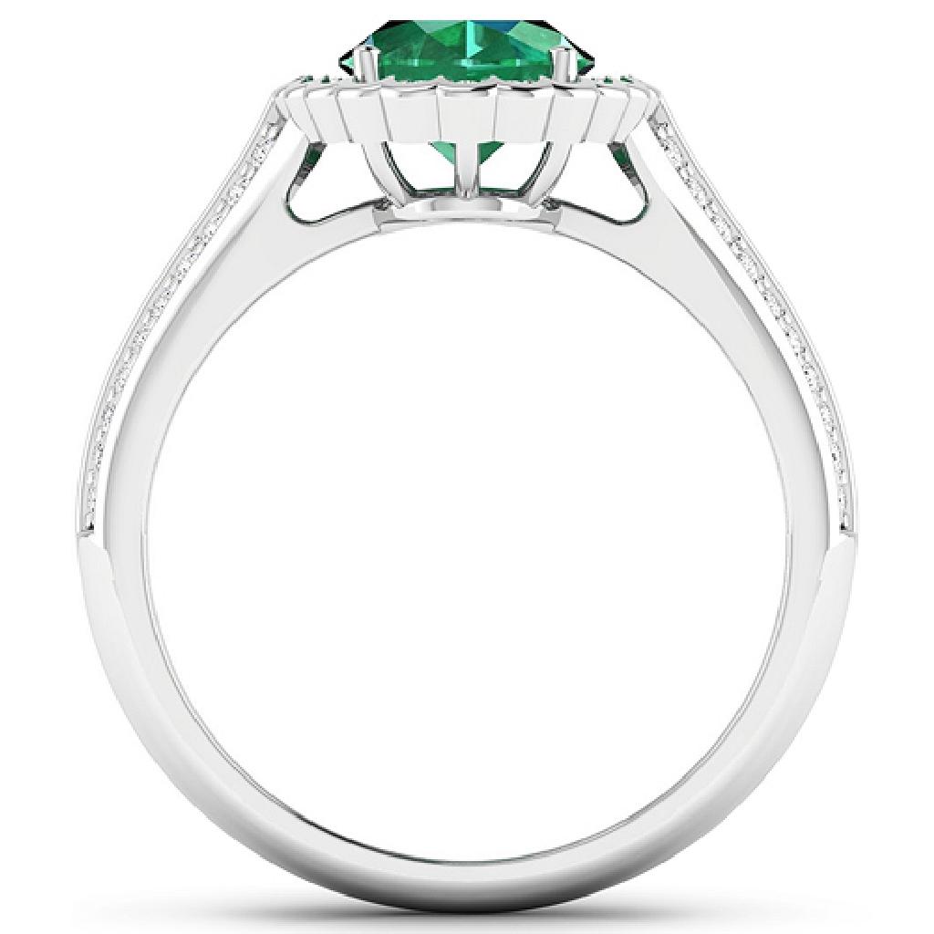 APP: 10.2k Gorgeous 14K White Gold 1.41CT Oval Cut Zambian Emerald and White Diamond Ring - Great In