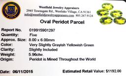 APP: 1.2k 5.96CT Oval Cut Green Peridot Parcel