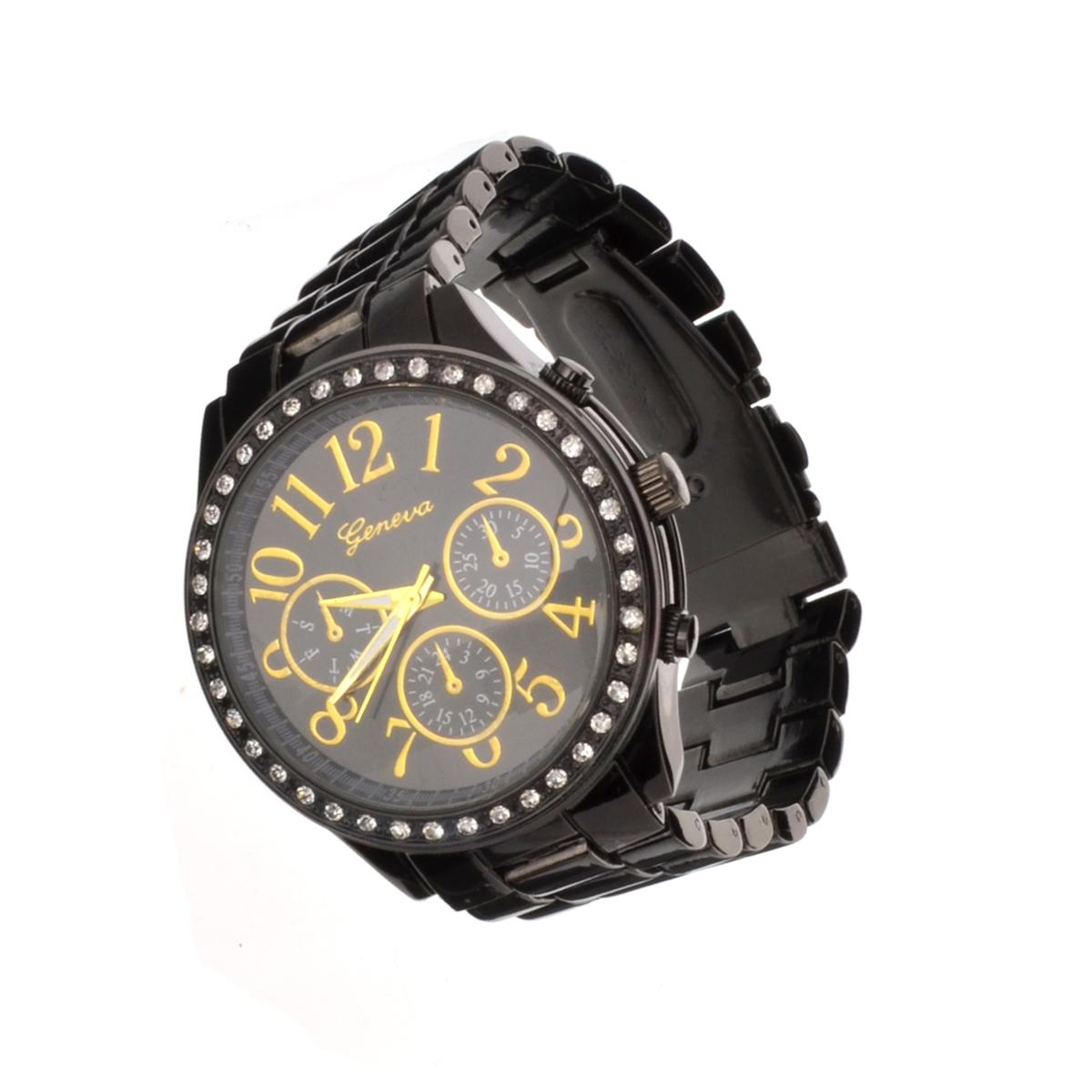 Elegant Design, Geneva Stainless Steel Round Watch