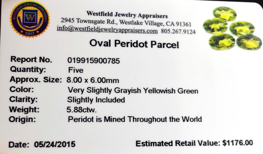 APP: 1.2k 5.88CT Oval Cut Green Peridot Parcel