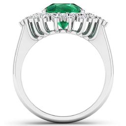 APP: 19.9k Gorgeous 14K White Gold 2.51CT Pear Cut Zambian Emerald and White Diamond Ring - Great In