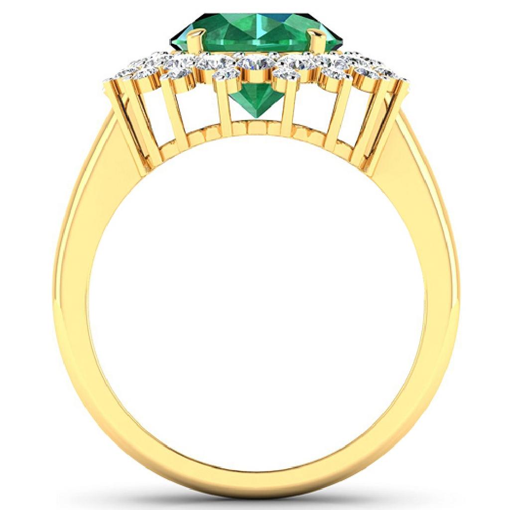 APP: 21k Gorgeous 14K Yellow Gold 2.81CT Oval Cut Zambian Emerald and White Diamond Ring - Great Inv