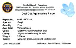 APP: 1.6k 3.95CT Oval Cut Aquamarine Parcel