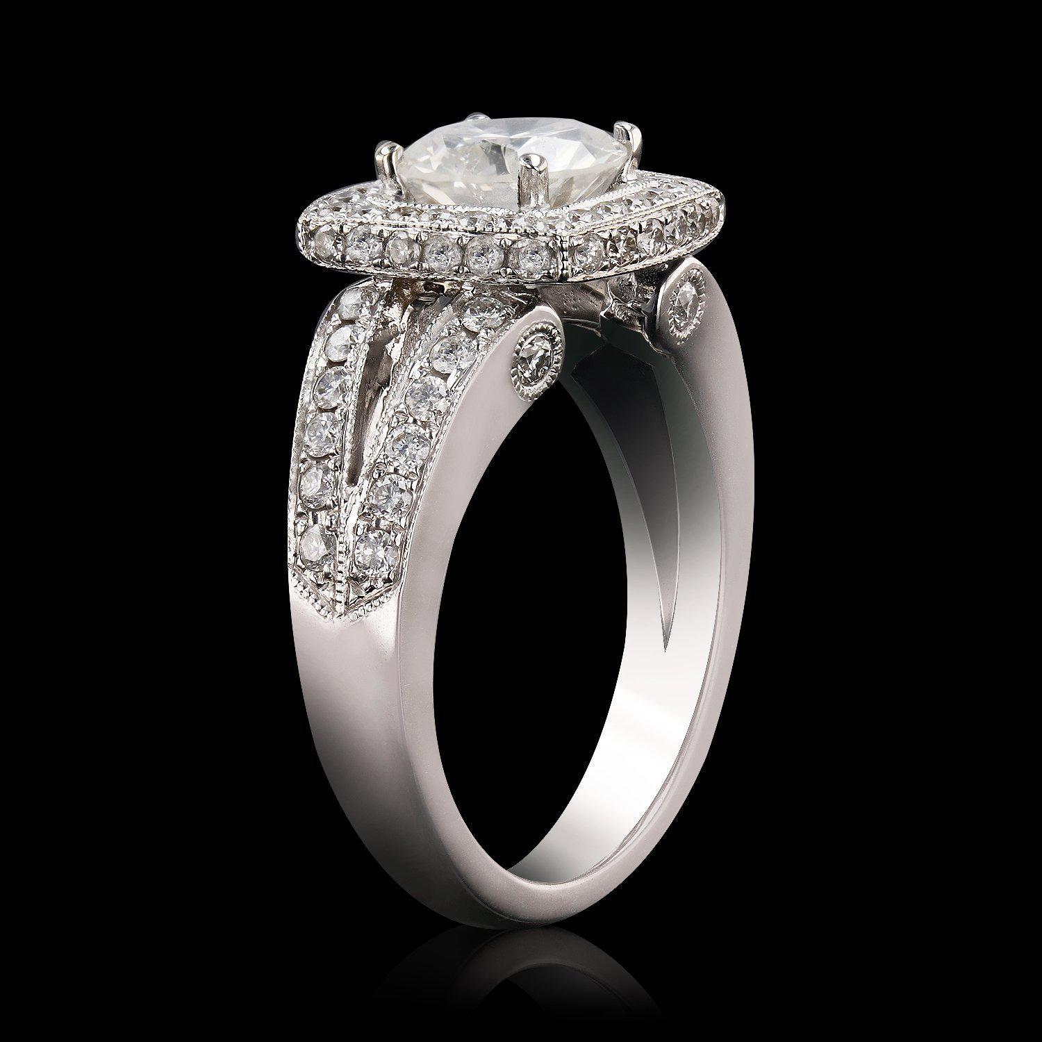 APP: 16k 1.37ct CENTER Diamond 14KT White Gold Ring (2.23ctw Diamonds) (Vault_R15_23927)