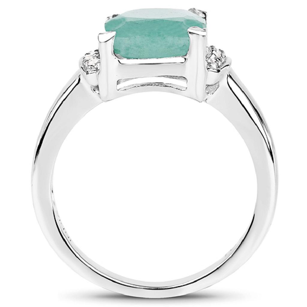 APP: 1.6k 3.03CT Cushion Cut Emerald and White Topaz Sterling Silver Ring - Great Investment - Stunn