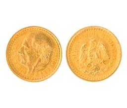 1945 DOS Y MEDIO Mexican Pesos Gold Coin Great Investment