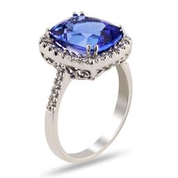 APP: 11.8k 4.39ct Tanzanite and 0.29ctw Diamond 18K White Gold Ring (Vault_R15_38375)