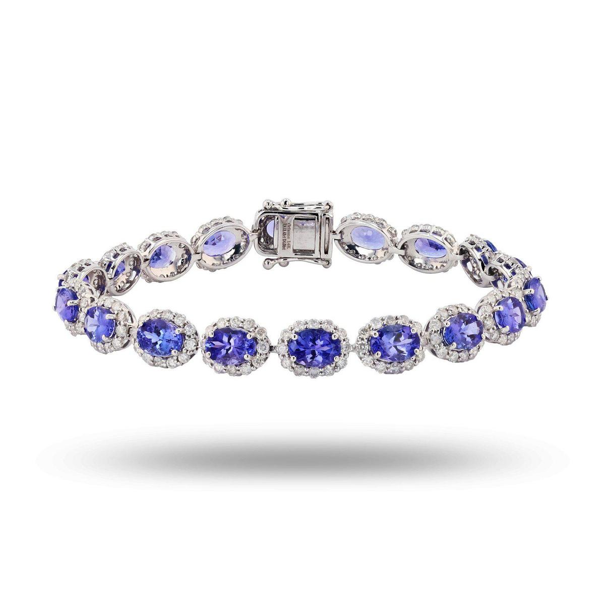 APP: 16.9k 13.43ctw Tanzanite and 4.08ctw Diamond 14K White Gold Bracelet (Vault_R15_38648)