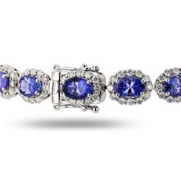 APP: 16.9k 13.43ctw Tanzanite and 4.08ctw Diamond 14K White Gold Bracelet (Vault_R15_38648)