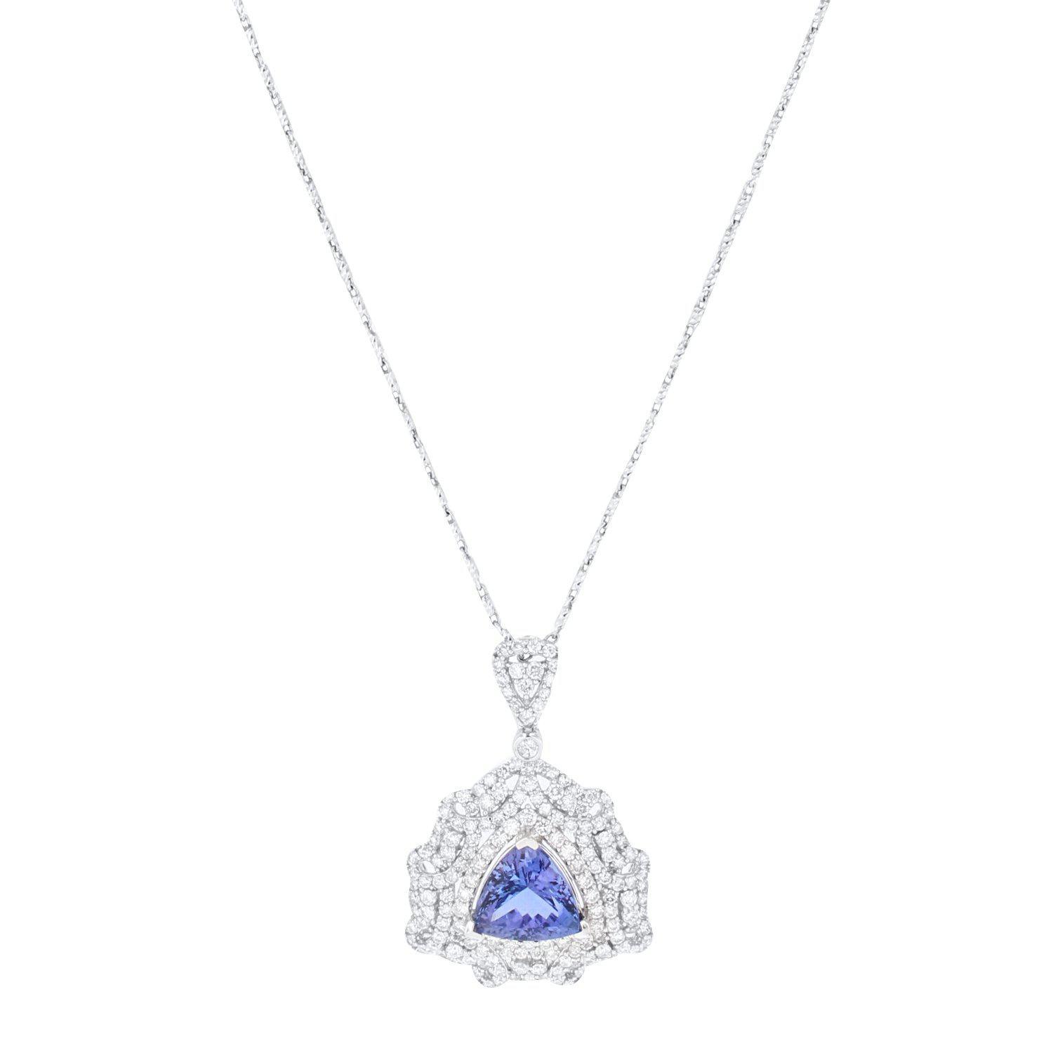 APP: 21.8k 5.07ct DARK Tanzanite and 2.30ctw Diamond 14KT White Gold Pendant/Necklace (Vault_R15_600