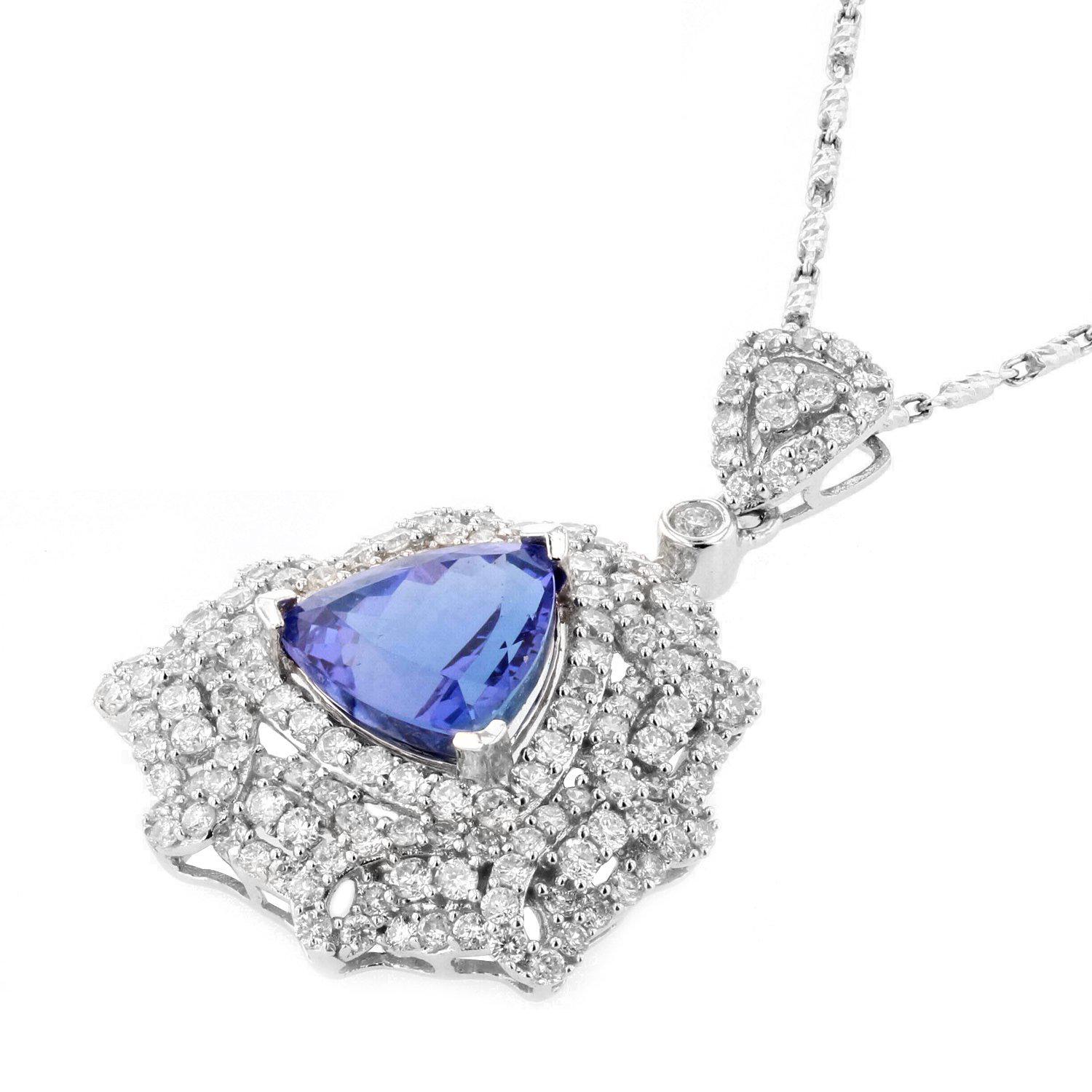 APP: 21.8k 5.07ct DARK Tanzanite and 2.30ctw Diamond 14KT White Gold Pendant/Necklace (Vault_R15_600