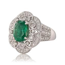 APP: 12.4k 2.78ct Emerald and 0.97ctw Diamond 18KT White Gold Ring (Vault_R15_23910)