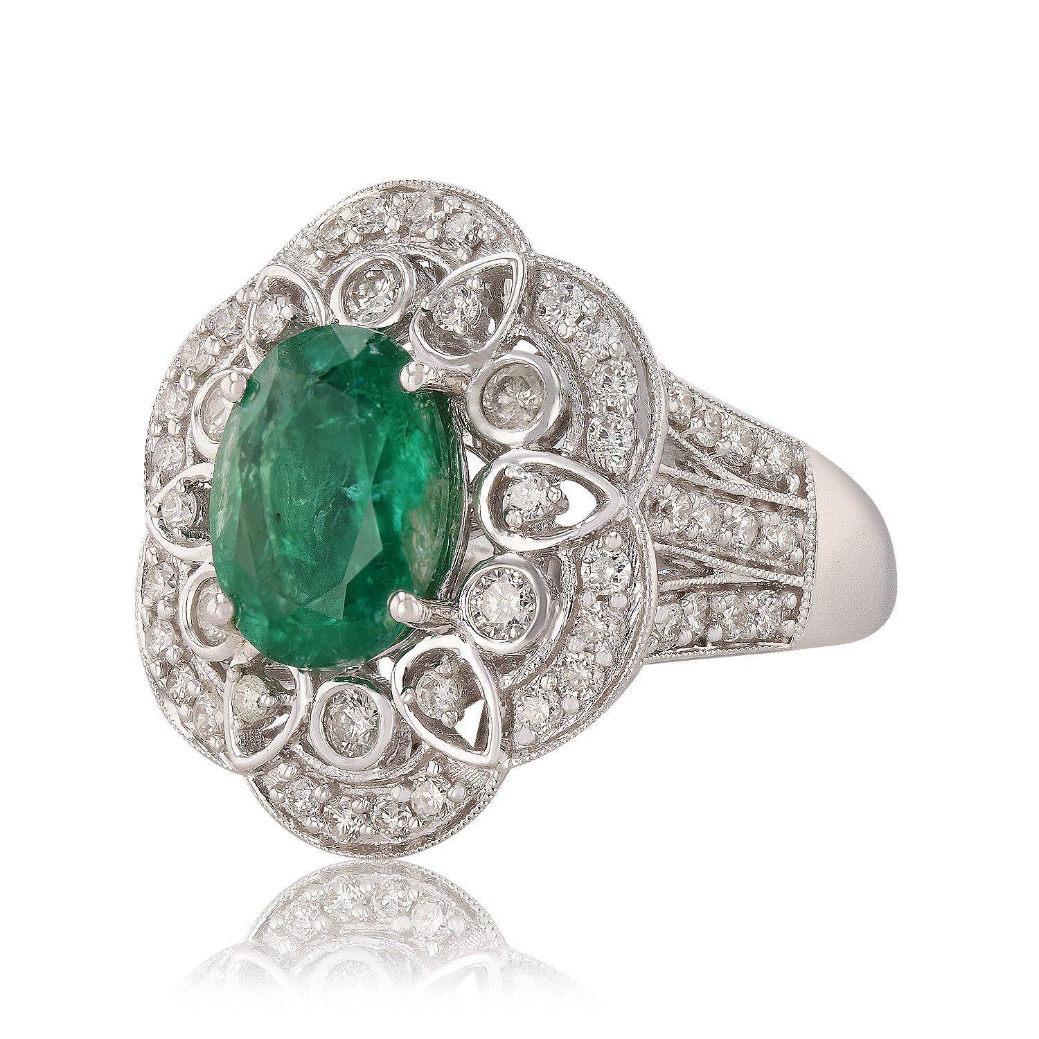 APP: 12.4k 2.78ct Emerald and 0.97ctw Diamond 18KT White Gold Ring (Vault_R15_23910)