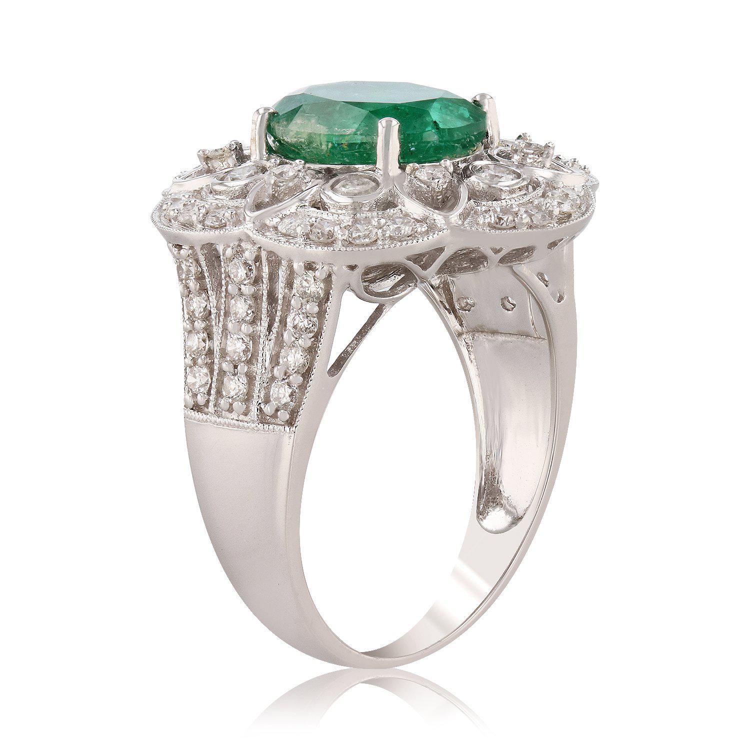 APP: 12.4k 2.78ct Emerald and 0.97ctw Diamond 18KT White Gold Ring (Vault_R15_23910)