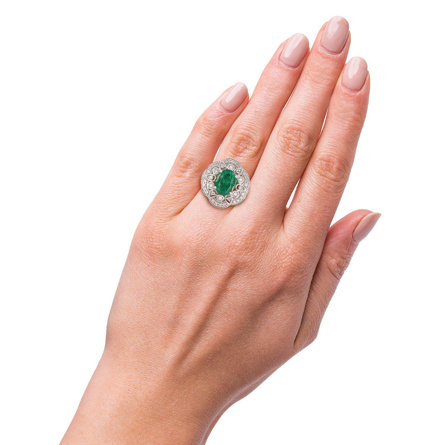 APP: 12.4k 2.78ct Emerald and 0.97ctw Diamond 18KT White Gold Ring (Vault_R15_23910)