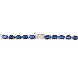APP: 24.4k 39.97ctw Blue Sapphire and 1.84ctw Diamond 14KT White Gold Necklace (Vault_R15_4909)