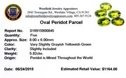 APP: 1.2k 5.82CT Oval Cut Green Peridot Parcel