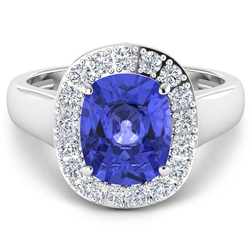 APP: 14.8k Gorgeous 14K White Gold 2.71CT Cushion Cut Tanzanite and White Diamond Ring - Great Inves