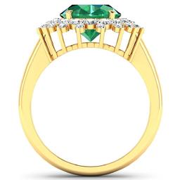 APP: 21k Gorgeous 14K Yellow Gold 2.81CT Oval Cut Zambian Emerald and White Diamond Ring - Great Inv