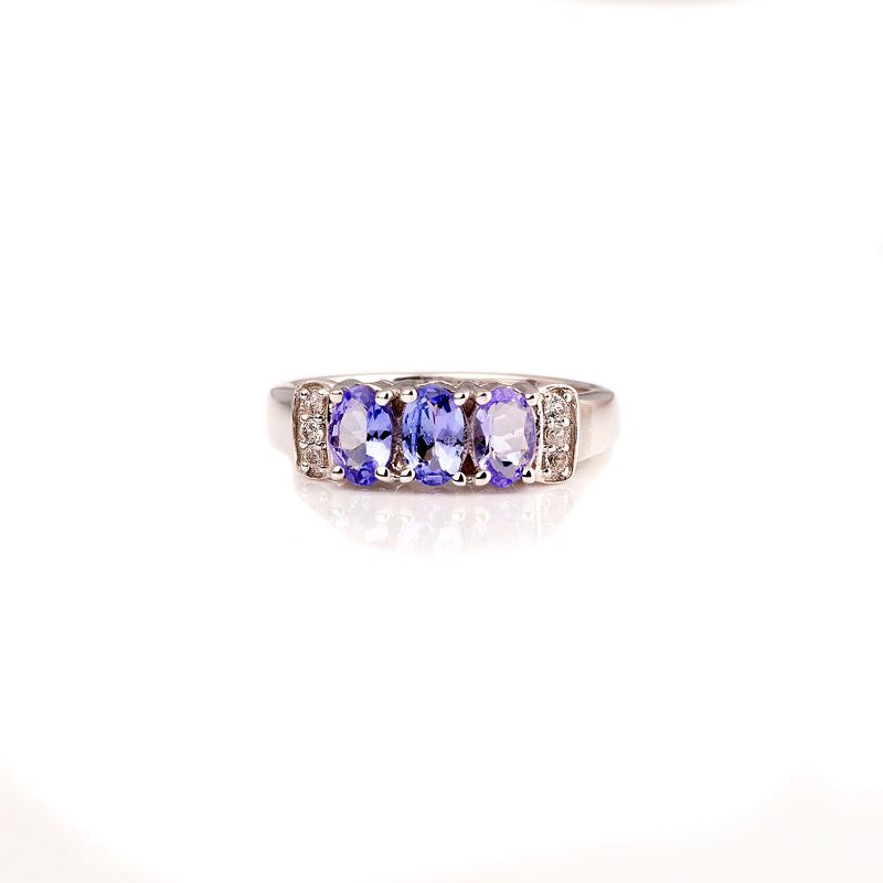 APP: 1.4k Fine Jewelry 1.20CT Tanzanite And Topaz Platinum Over Sterling Silver Ring