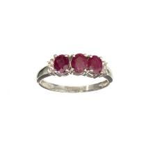 1.50CT Ruby And White Sapphire Sterling Silver Ring